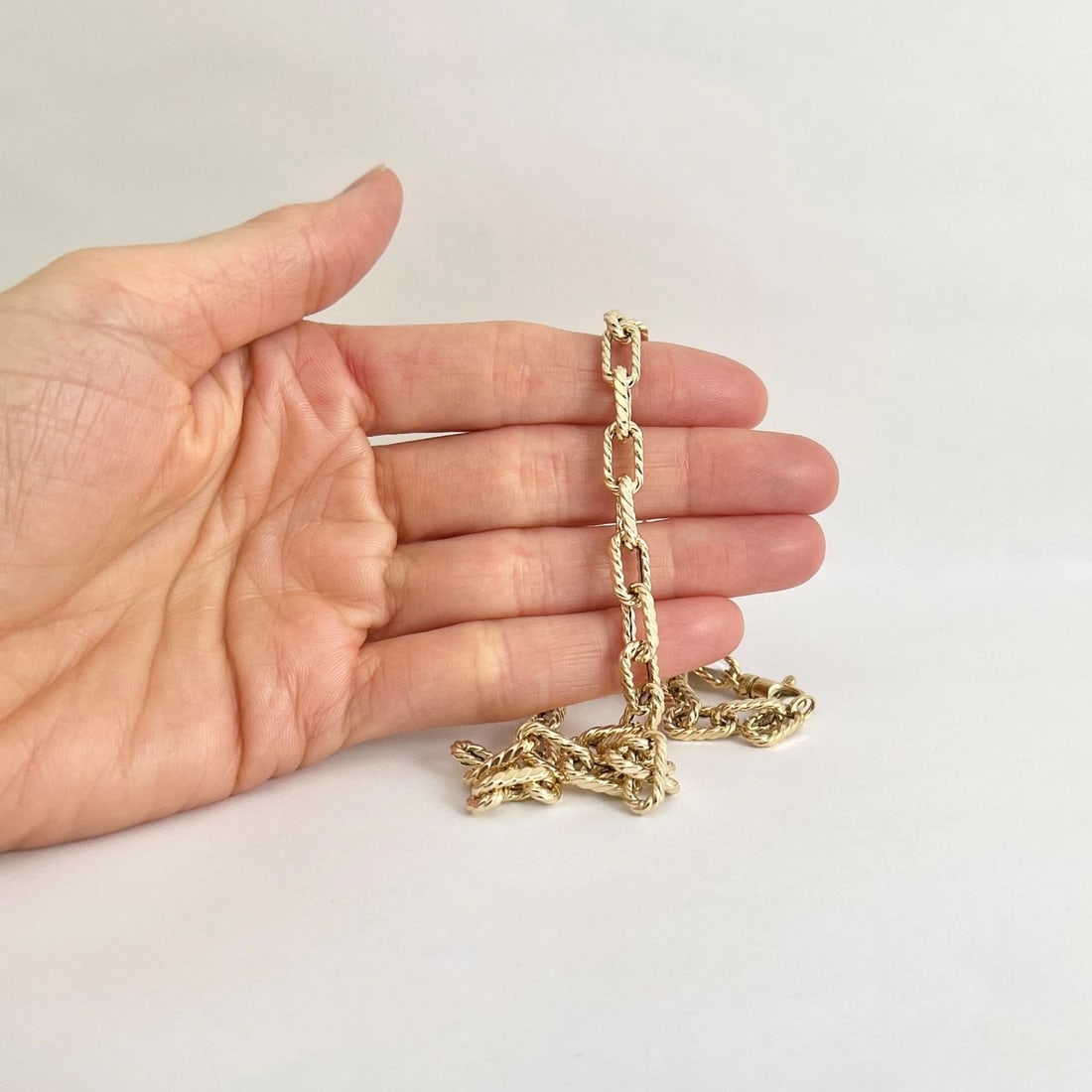 Rope Textured Paperclip Chain Necklace 14K Yellow Gold, 18 Inches, 5.8 mm - 3