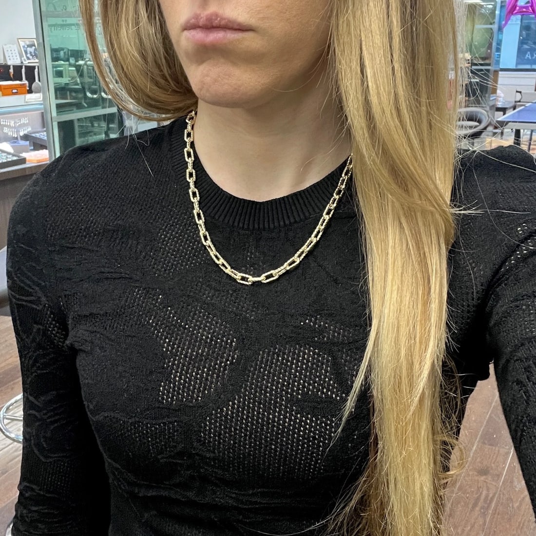 Rope Textured Paperclip Chain Necklace 14K Yellow Gold, 18 Inches, 5.8 mm - 4