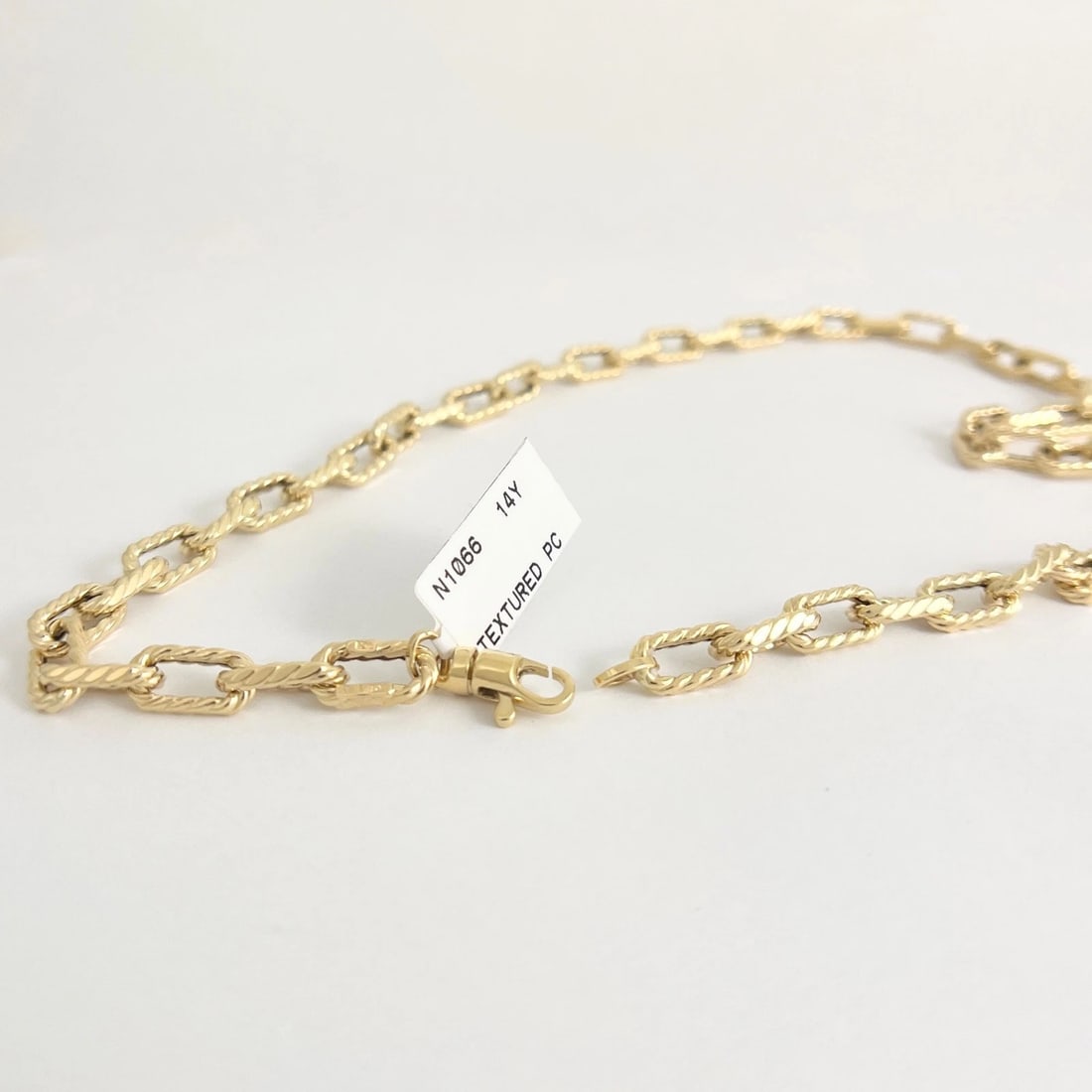 Rope Textured Paperclip Chain Necklace 14K Yellow Gold, 18 Inches, 5.8 mm - 6