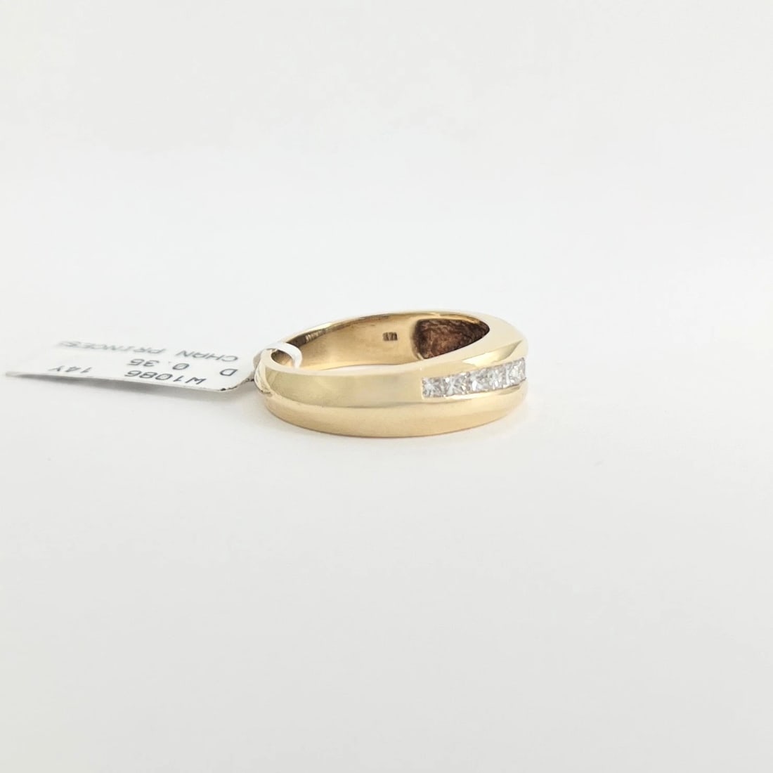 Slant Channel-Set Princess Cut Diamond Statement Ring 14K Yellow Gold, Size 7.25 - 5
