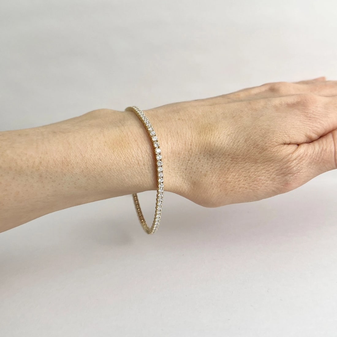 Round Lab-Created Diamond Tennis Bracelet 14K Yellow Gold, 7 Inches, 3.51 CTW - 4