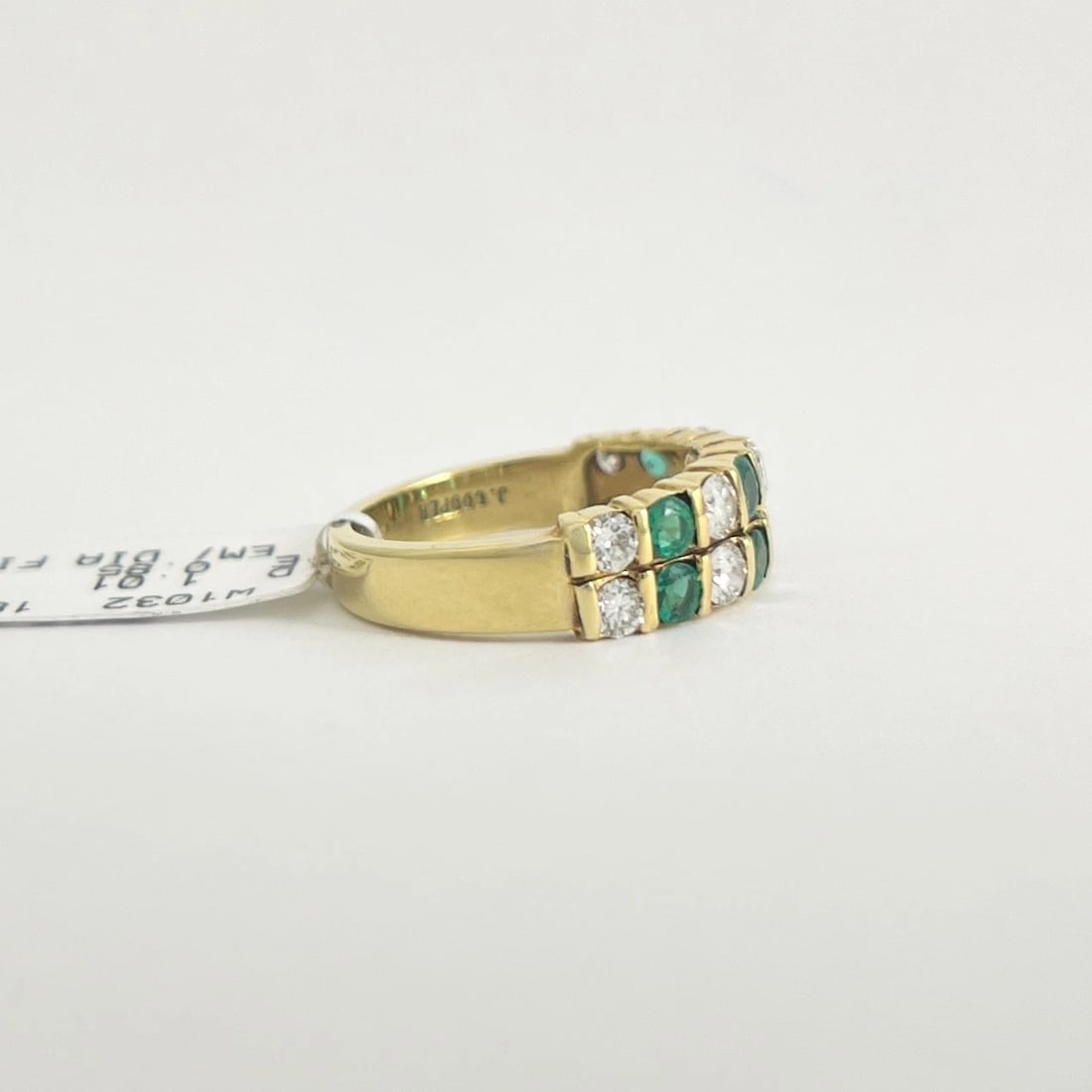2-Row Emerald Diamond Gemlock-Set Band Ring 18K Yellow Gold, 1.86 CTW - 5