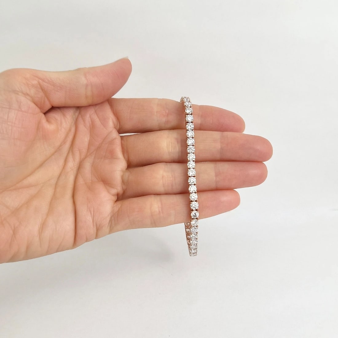Round Lab-Created Diamond Tennis Bracelet 14K Pink Rose Gold, 7 Inches, 8.06 CTW - 2