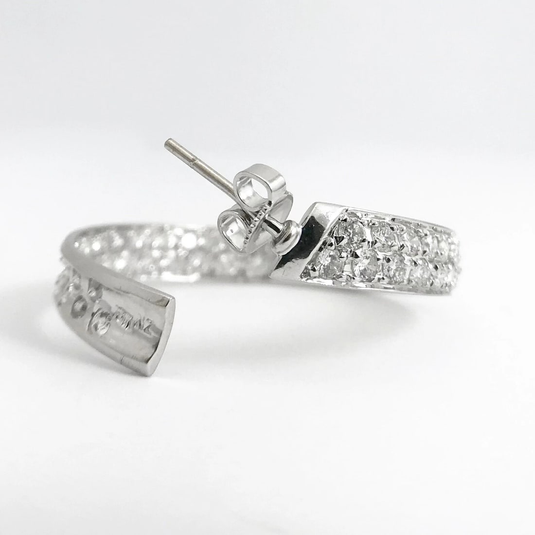 Pave Diamond Inside Out Hoop Earrings 18K White Gold, 1.4 Inches, 2.85 CTW - 9