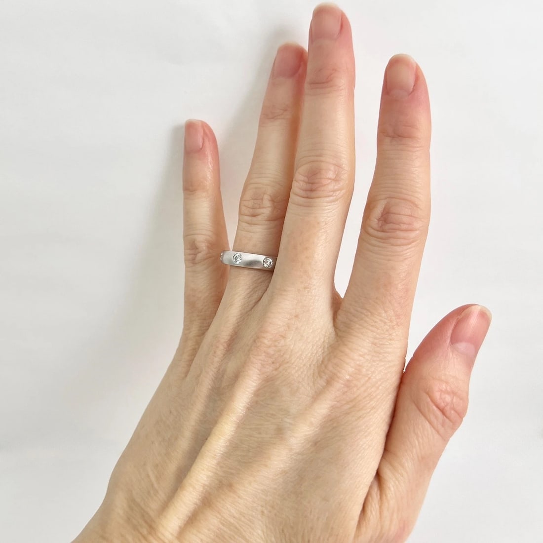 3-Stone Burnished Diamond Satin Statement Band Ring 14K White Gold, .26 CTW - 2