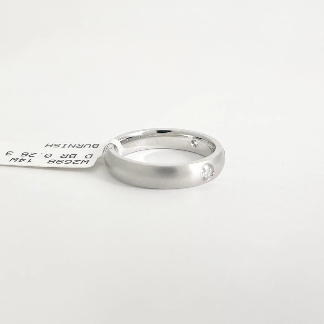 3-Stone Burnished Diamond Satin Statement Band Ring 14K White Gold, .26 CTW - 5