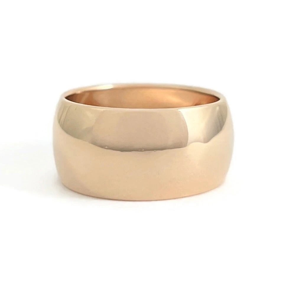 Wide Plain Statement Band Ring 14K Pink Rose Gold, Size 7.5, 10 mm: Title: Wide Plain Statement Band Ring 14K Pink Rose Gold, Size 7.5, 10 mm Description: Wide Plain Statement Band Ring 14K Pink Rose Gold, Size 7.5, 10 mm This is an awesome ring. Don't hesitate to ask