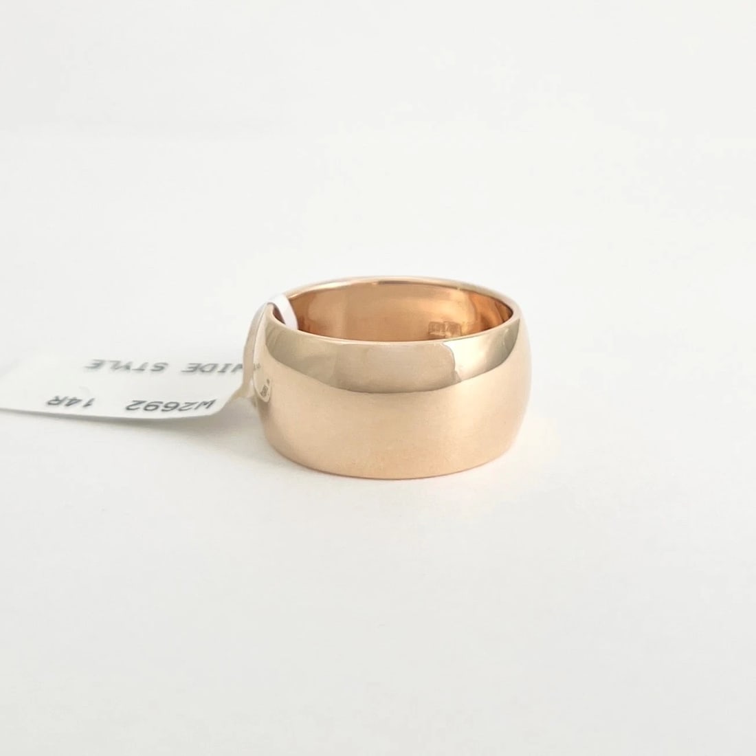 Wide Plain Statement Band Ring 14K Pink Rose Gold, Size 7.5, 10 mm - 5
