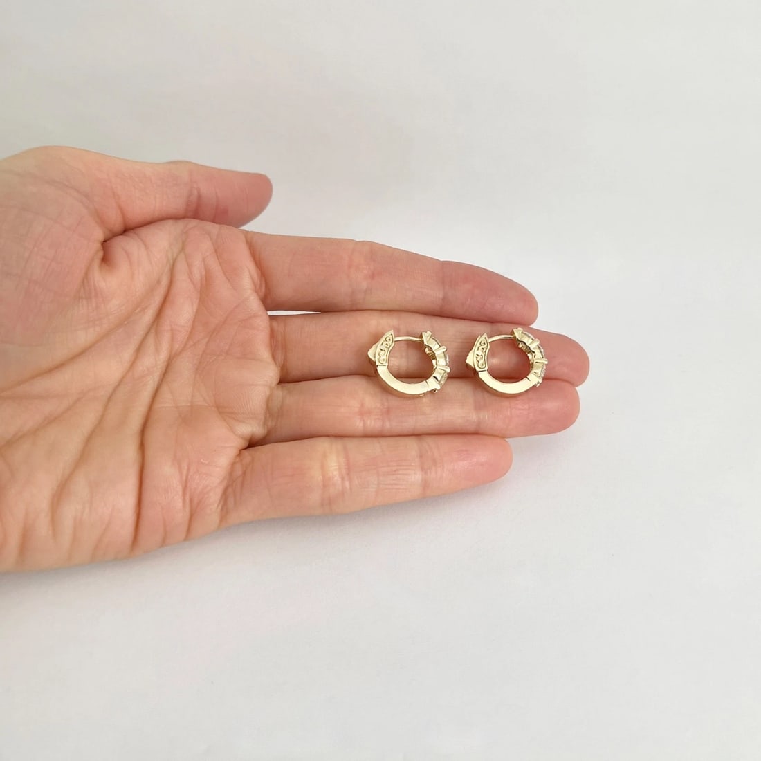 Round Diamond Small Hoop Huggie Earrings 14K Yellow Gold, 1.65 CTW - 4