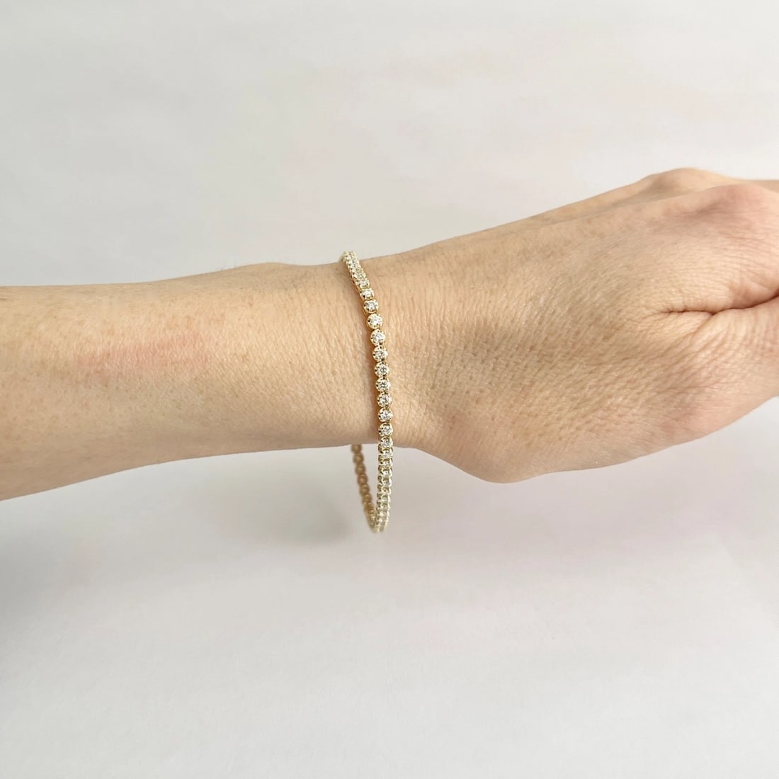 Round Diamond Buttercup Tennis Bracelet 14K Yellow Gold, 7 Inches, 1.75 CTW - 4