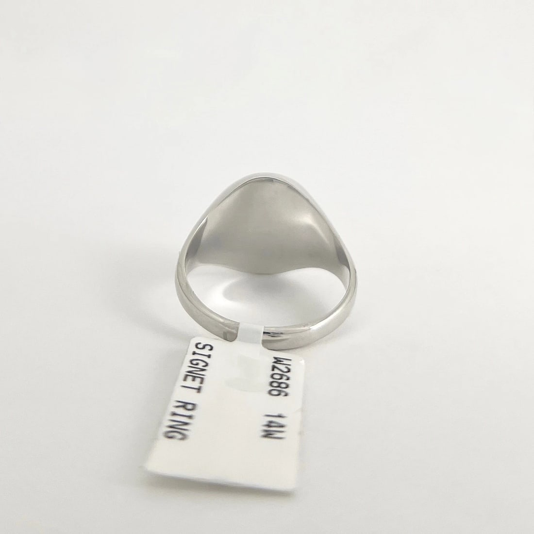 Oval Flat Top Signet Statement Pinky Ring 14K White Gold - 6