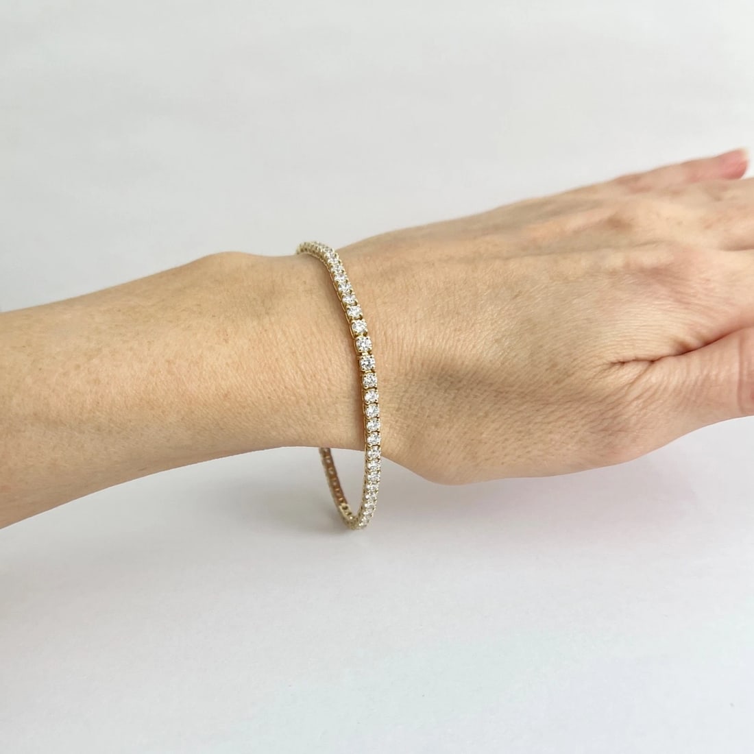 Round Lab-Created Diamond Tennis Bracelet 14K Yellow Gold, 7 Inches, 4.14 CTW - 4