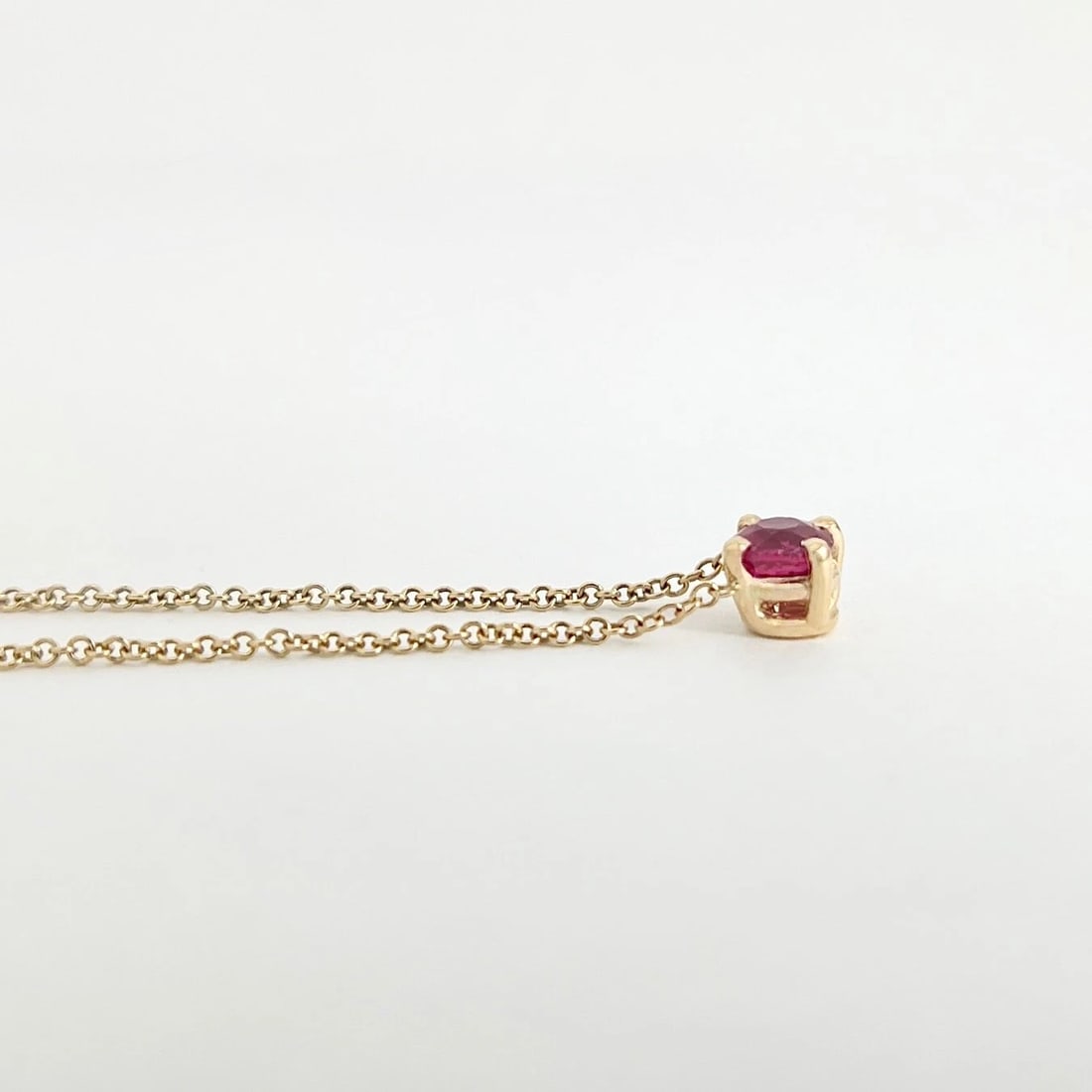 Round Solitaire Ruby Gemstone Pendant Necklace 14K Yellow Gold, .42 CT - 4