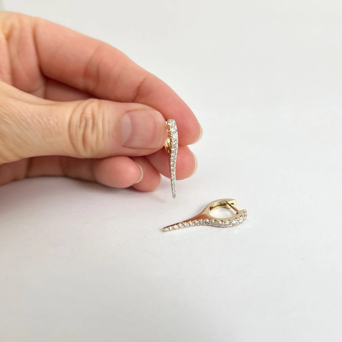 Diamond Dagger Pointed Drop Earrings 14K Yellow Gold, .50 CTW - 2