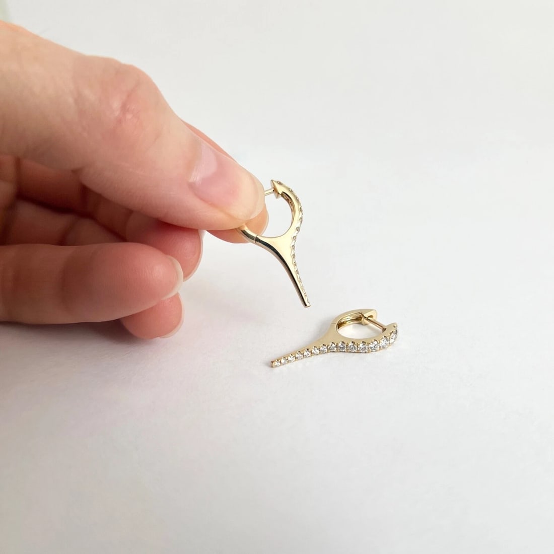 Diamond Dagger Pointed Drop Earrings 14K Yellow Gold, .50 CTW - 5