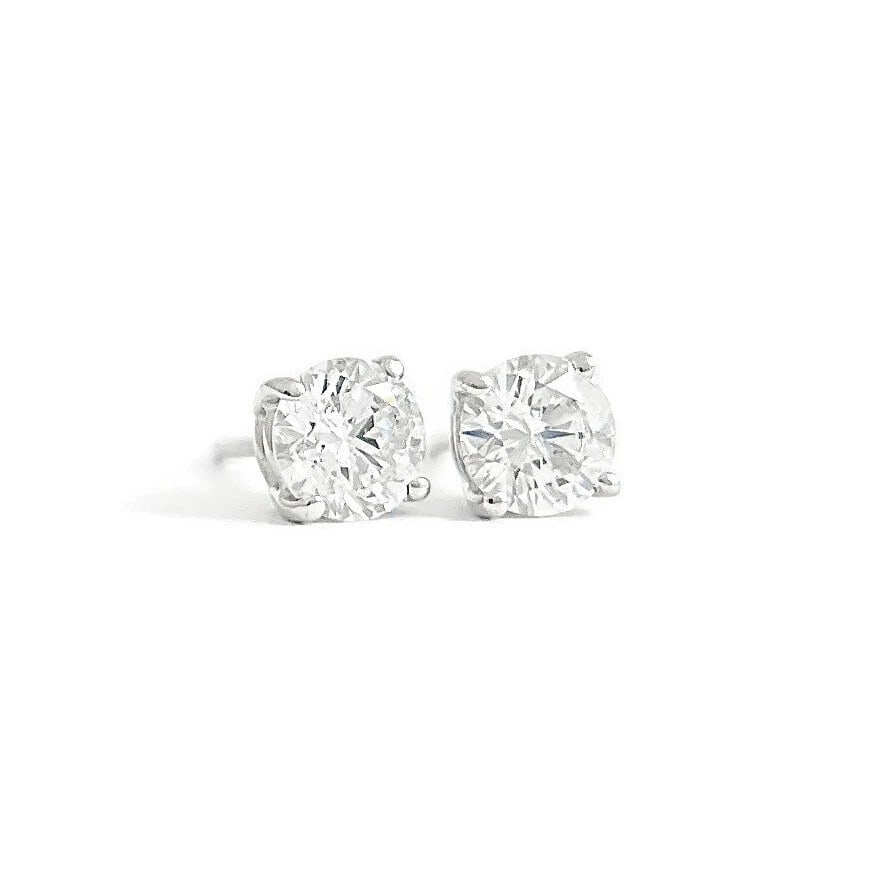 Round Diamond Stud Earrings 14K White Gold 4-Prong Basket .85 CTW: Title: Round Diamond Stud Earrings 14K White Gold 4-Prong Basket .85 CTW Description: Round Diamond Stud Earrings 14K White Gold 4-Prong Basket .85 CTW These are lovely earrings! Please let us know