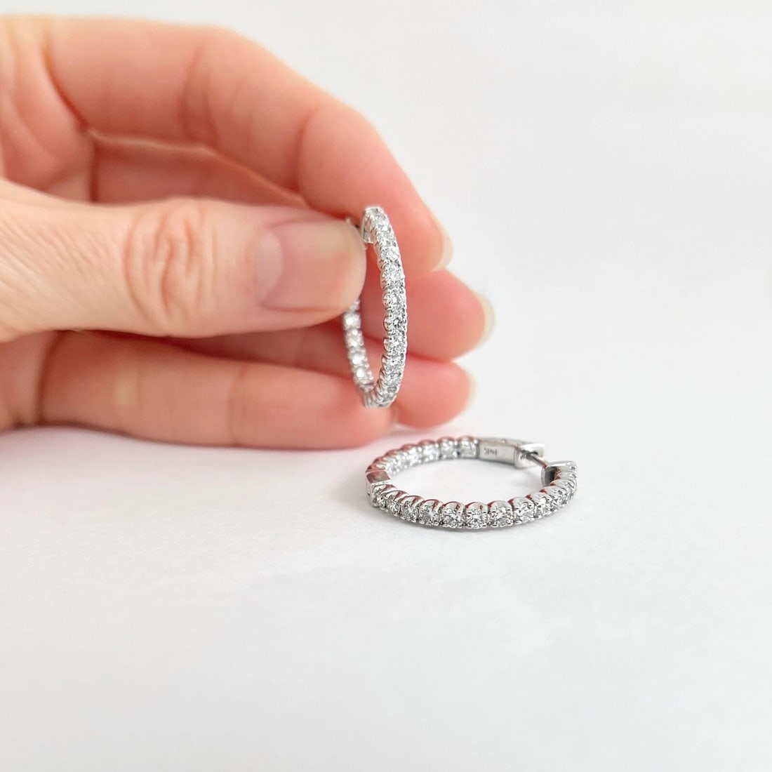 Diamond Inside-Out Hoop Earrings 14K White Gold, 1.85 CTW - 3