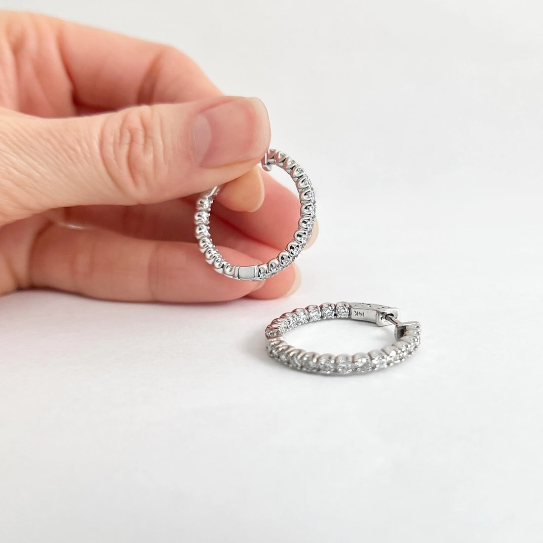 Diamond Inside-Out Hoop Earrings 14K White Gold, 1.85 CTW - 4