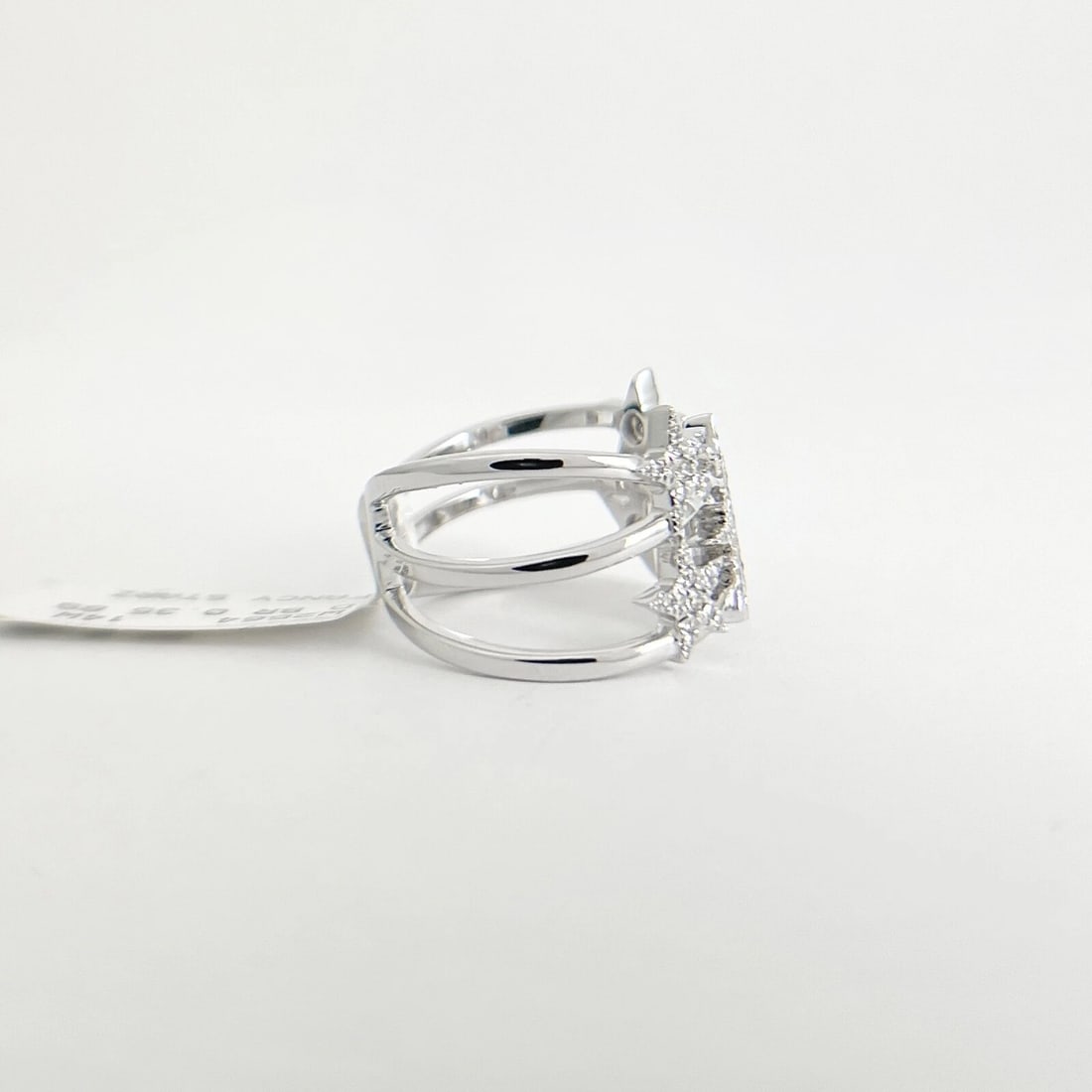 Wide Diamond Star Starburst Statement Ring 14K White Gold .35 CTW - 7