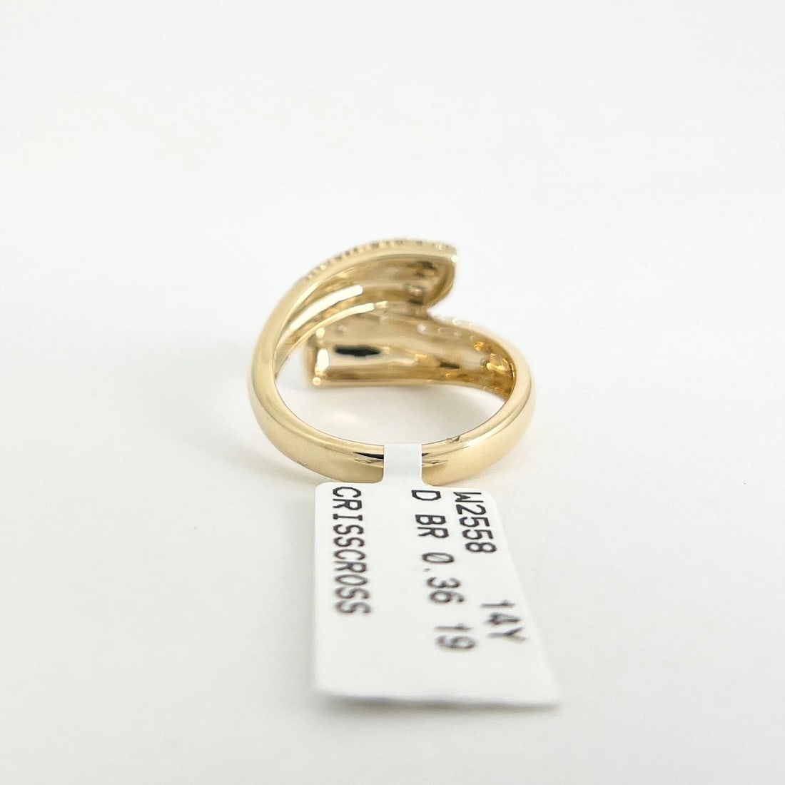 Pave Diamond Wrap Bypass Crossover Statement Ring 14K Yellow Gold .36 CTW - 8