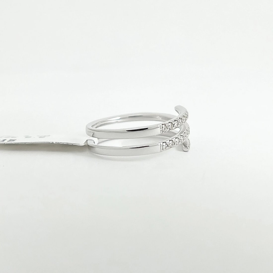 Diamond Spiral Crossover Wrap Bypass Statement Ring 14K White Gold .36 CTW - 7