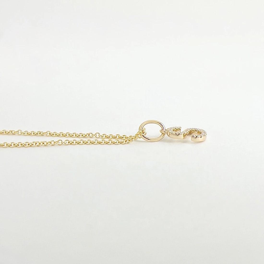 Small Letter S Initial Diamond Pendant Necklace 14K Yellow Gold .05 CTW - 5