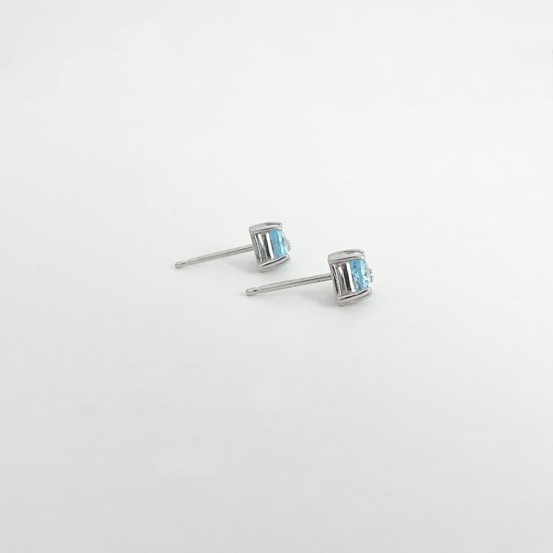 Triangle Trillion Cut Blue Topaz Gemstone Stud Earrings 14K White Gold, .52 CTW - 5
