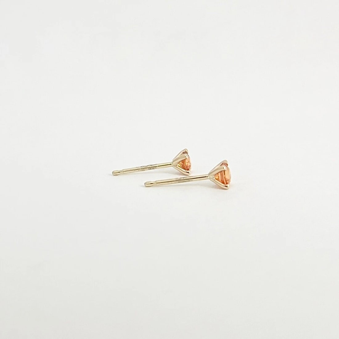 Round Orange Citrine Gemstone Stud Earrings 14K Yellow Gold, .30 CTW - 5