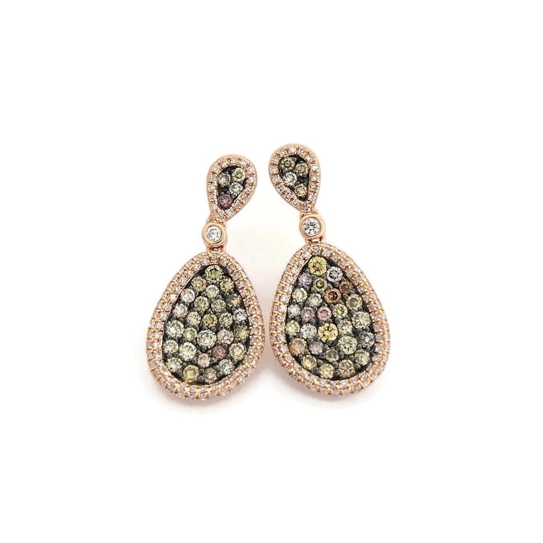 Multicolored Pave Diamond Dangle Drop Earrings 14K Pink Rose Gold, 1.65 CTW: Title: Multicolored Pave Diamond Dangle Drop Earrings 14K Pink Rose Gold, 1.65 CTW Description: Multicolored Pave Diamond Dangle Drop Earrings 14K Pink Rose Gold, 1.65 CTW These are unique and lovely 