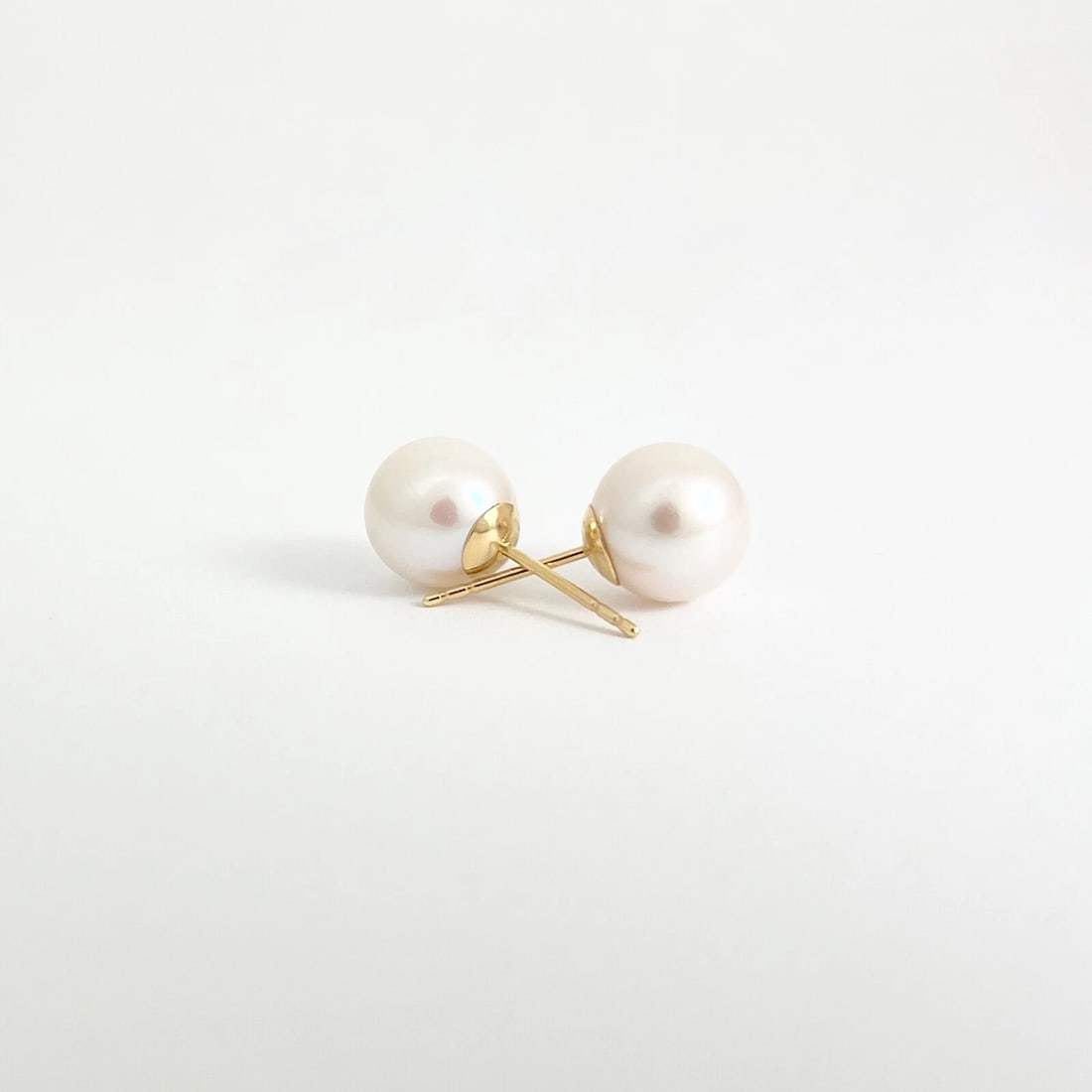 Round Cultured Pearl Stud Earrings 14K Yellow Gold, 9 mm - 9.5 mm - 5