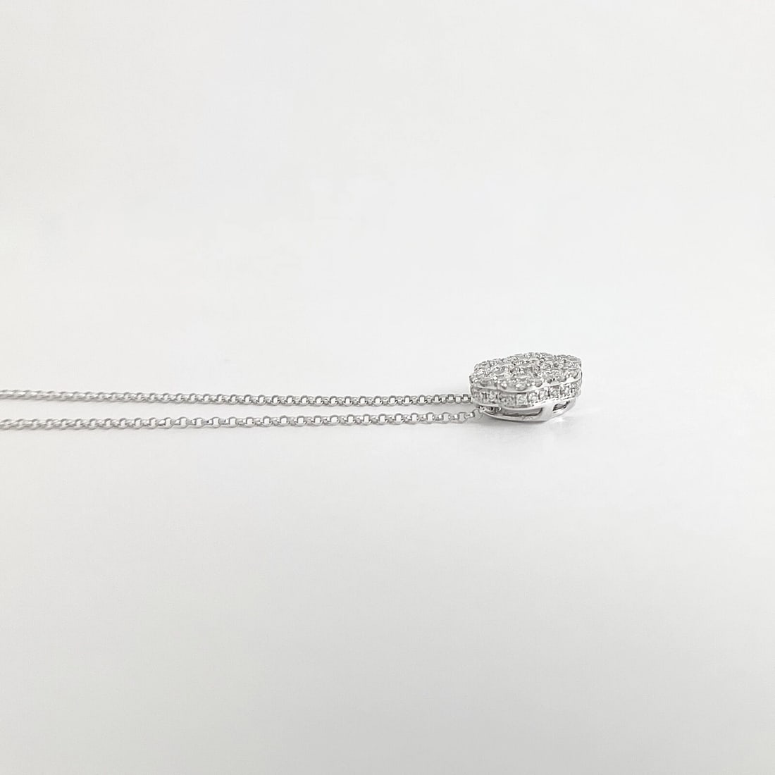 Cluster Flower Clover Diamond Pendant Necklace 14K White Gold .94 CTW - 5