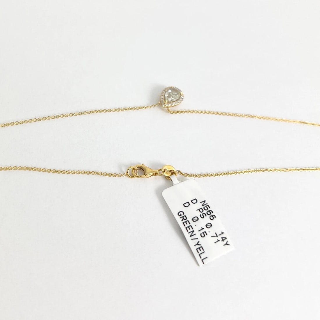 GIA Fancy Yellow Diamond Teardrop Halo Pendant Necklace 14K Yellow Gold .86 CTW - 7