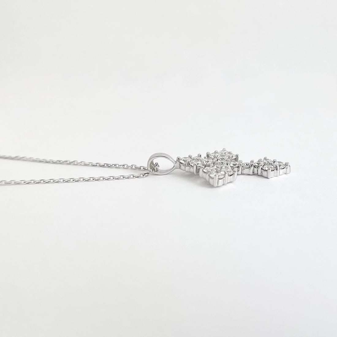 Cluster Diamond Cross Pendant Necklace 14K White Gold, 2.09 CTW - 5