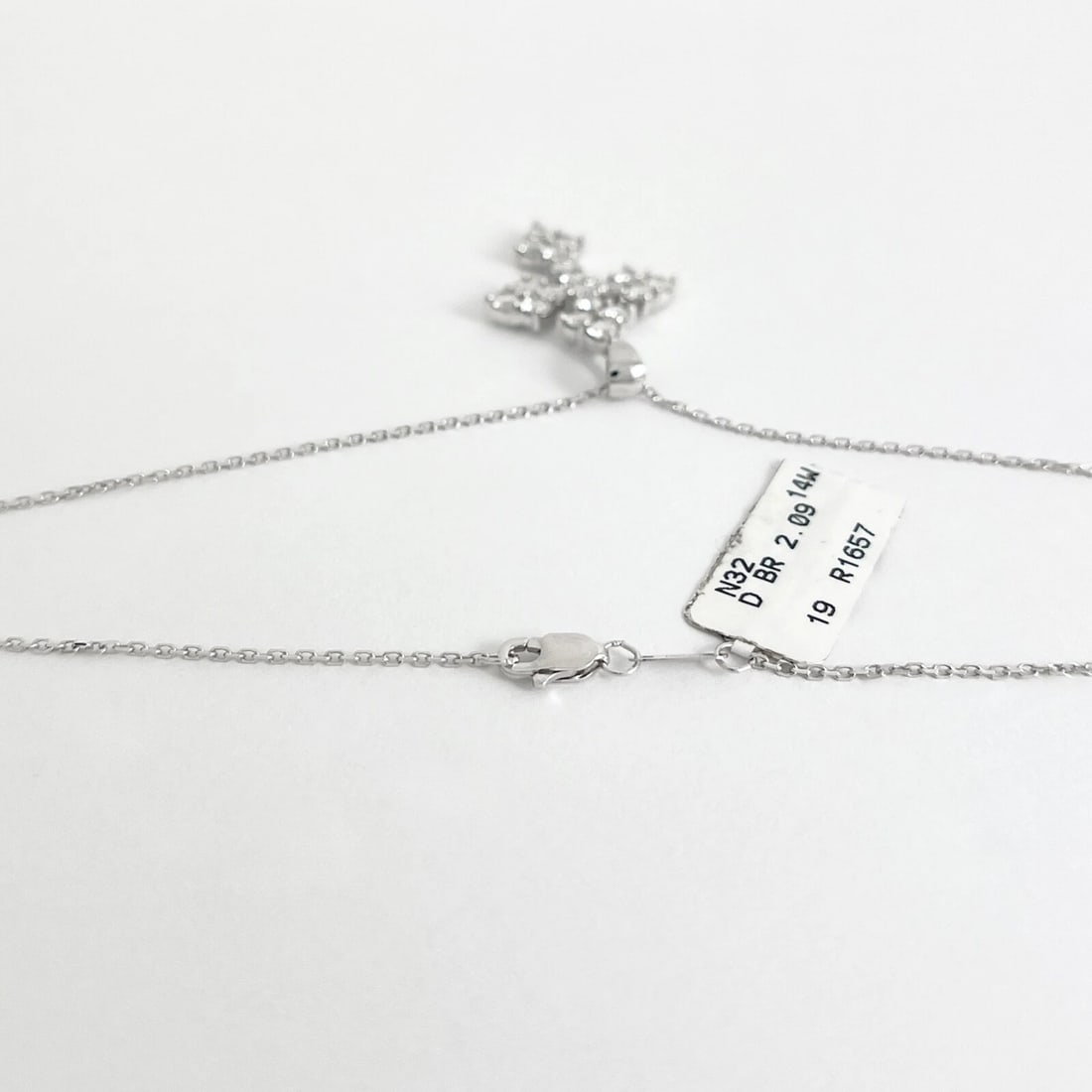 Cluster Diamond Cross Pendant Necklace 14K White Gold, 2.09 CTW - 7