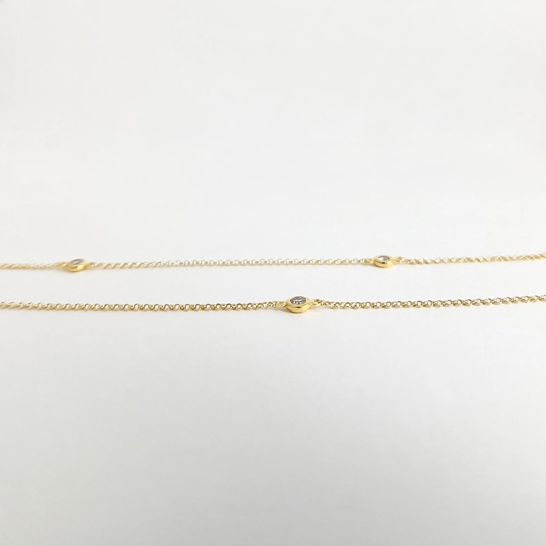 Italian Diamond Bezel Station Necklace 14K Yellow Gold, 18 Inches, .42 CTW - 5