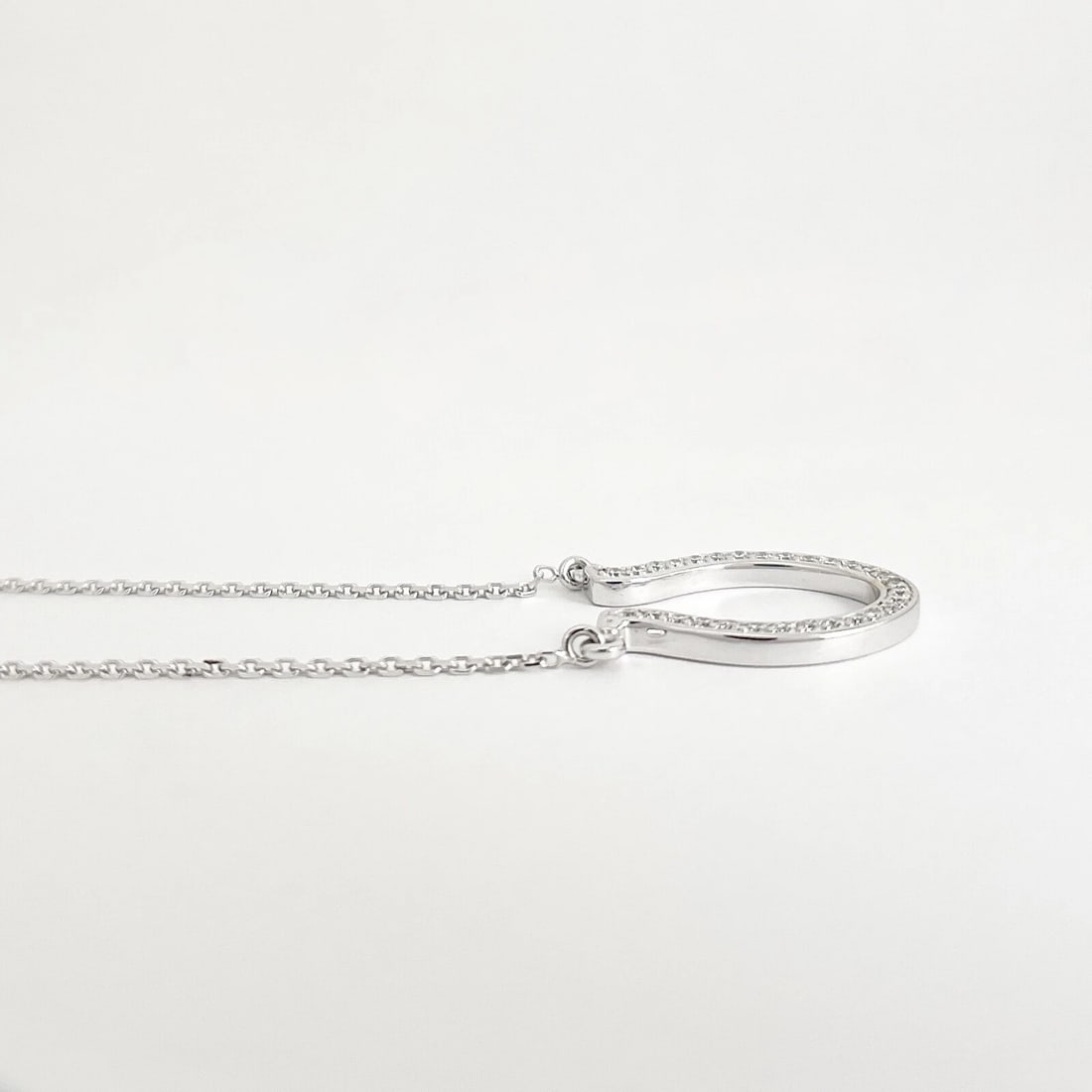 Lucky Diamond Horseshoe Pendant Necklace 14K White Gold .75 CTW - 5