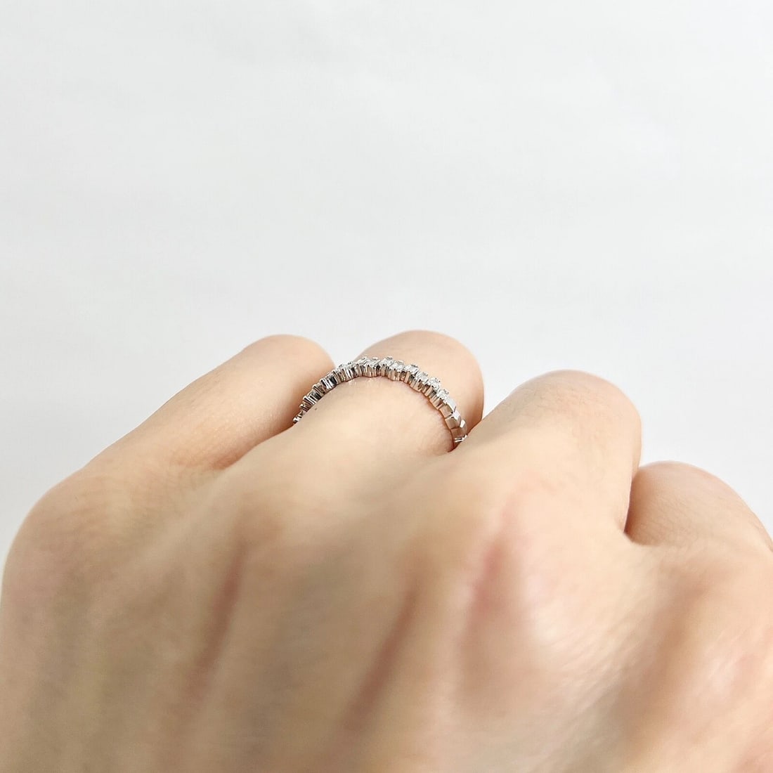 Jagged Baguette Diamond Statement Band Ring 14K White Gold, Size 6.5, .47 CTW - 5