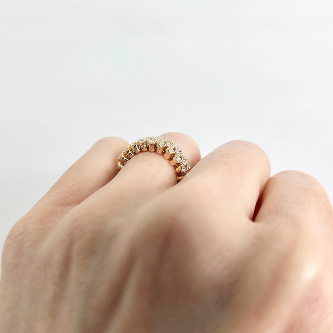Adjustable Diamond Eternity Ring Wedding Band 18K Rose Gold, Size 2-10, 1.22 CTW - 5
