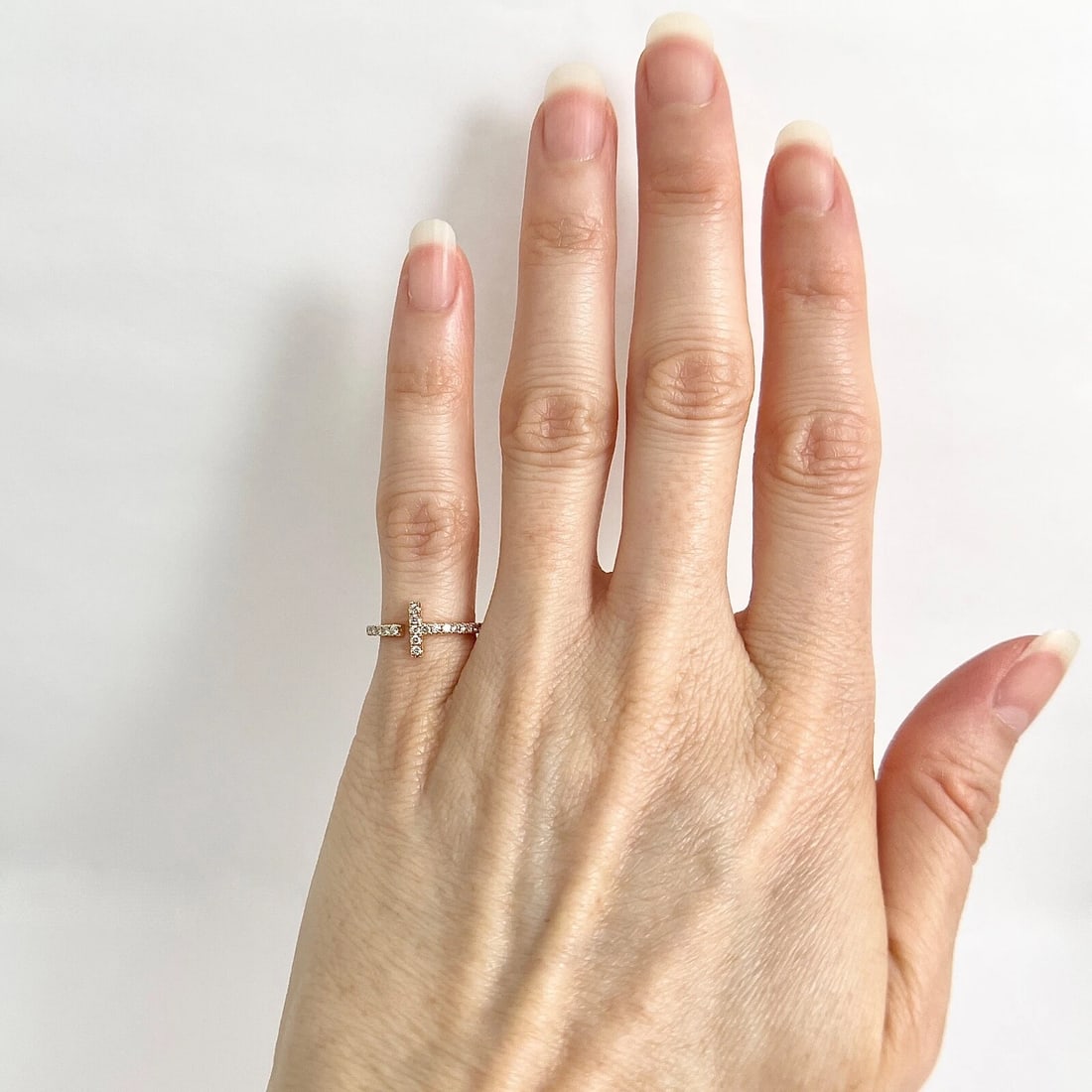 Pave Diamond Bar Pinky Midi Ring 14K Yellow Gold, Size 3, .31 CTW - 2