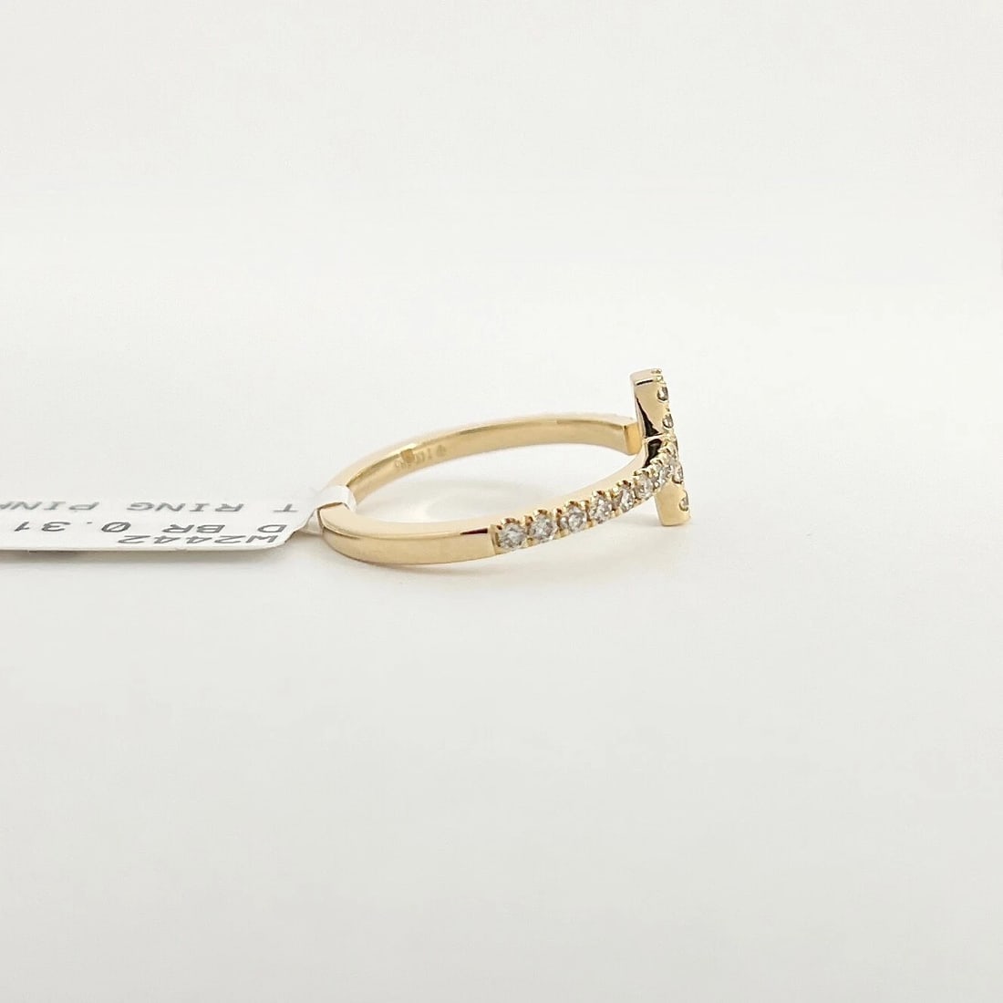 Pave Diamond Bar Pinky Midi Ring 14K Yellow Gold, Size 3, .31 CTW - 6