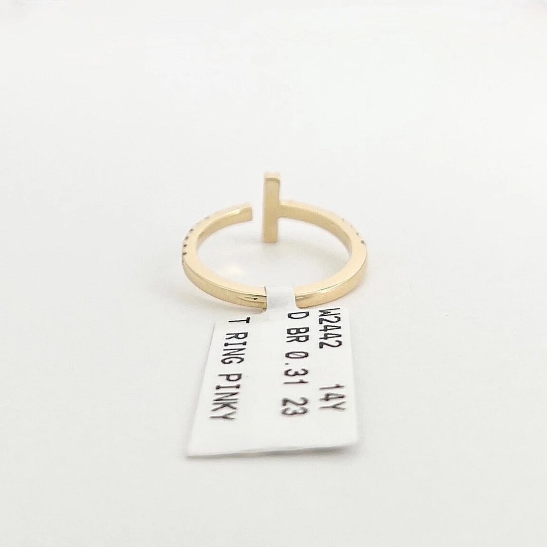 Pave Diamond Bar Pinky Midi Ring 14K Yellow Gold, Size 3, .31 CTW - 7