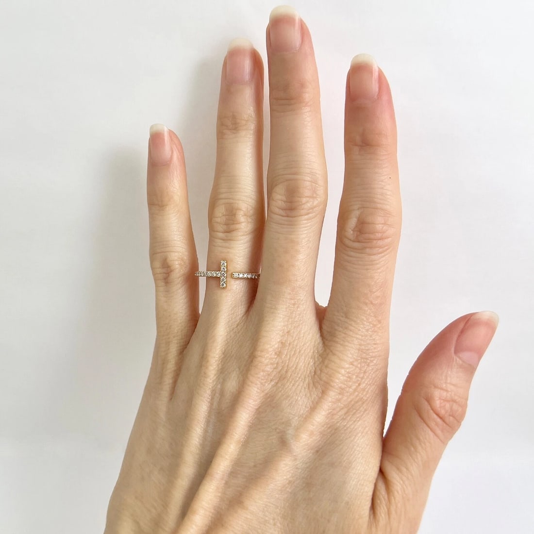 Pave Diamond Bar Open Ring 14K Yellow Gold, Size 6.5, .25 CTW - 3