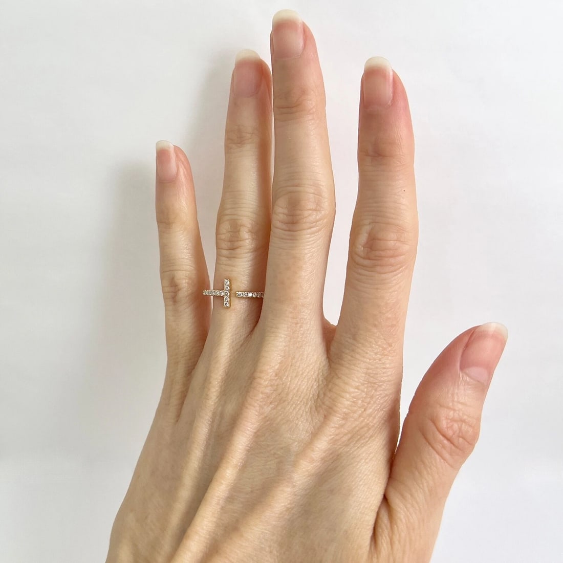 Pave Diamond Bar Open Ring 14K Yellow Gold, Size 6.5, .25 CTW - 4
