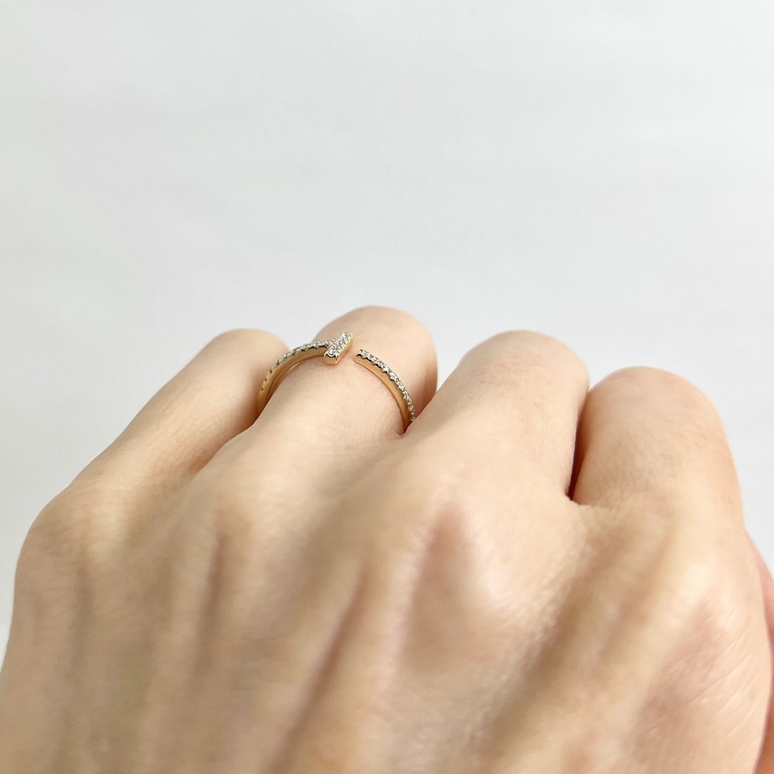 Pave Diamond Bar Open Ring 14K Yellow Gold, Size 6.5, .25 CTW - 5