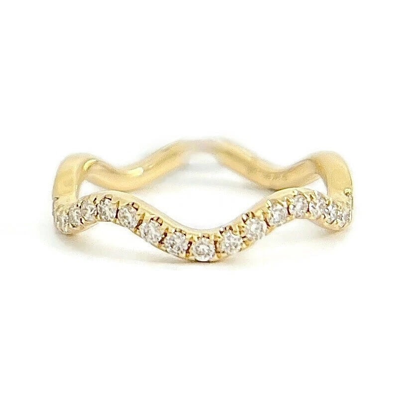 Wavy Zigzag Diamond Band Ring 14K Yellow Gold, Size 6.75, .32 CTW (1 of 7)