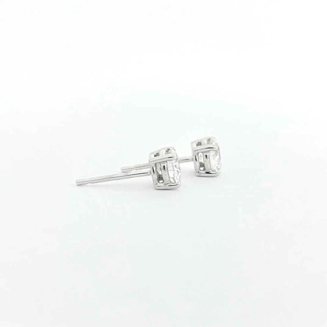 GIA Round Diamond Stud Earrings 14K White Gold 4-Prong Baskets, .80 CTW - 5