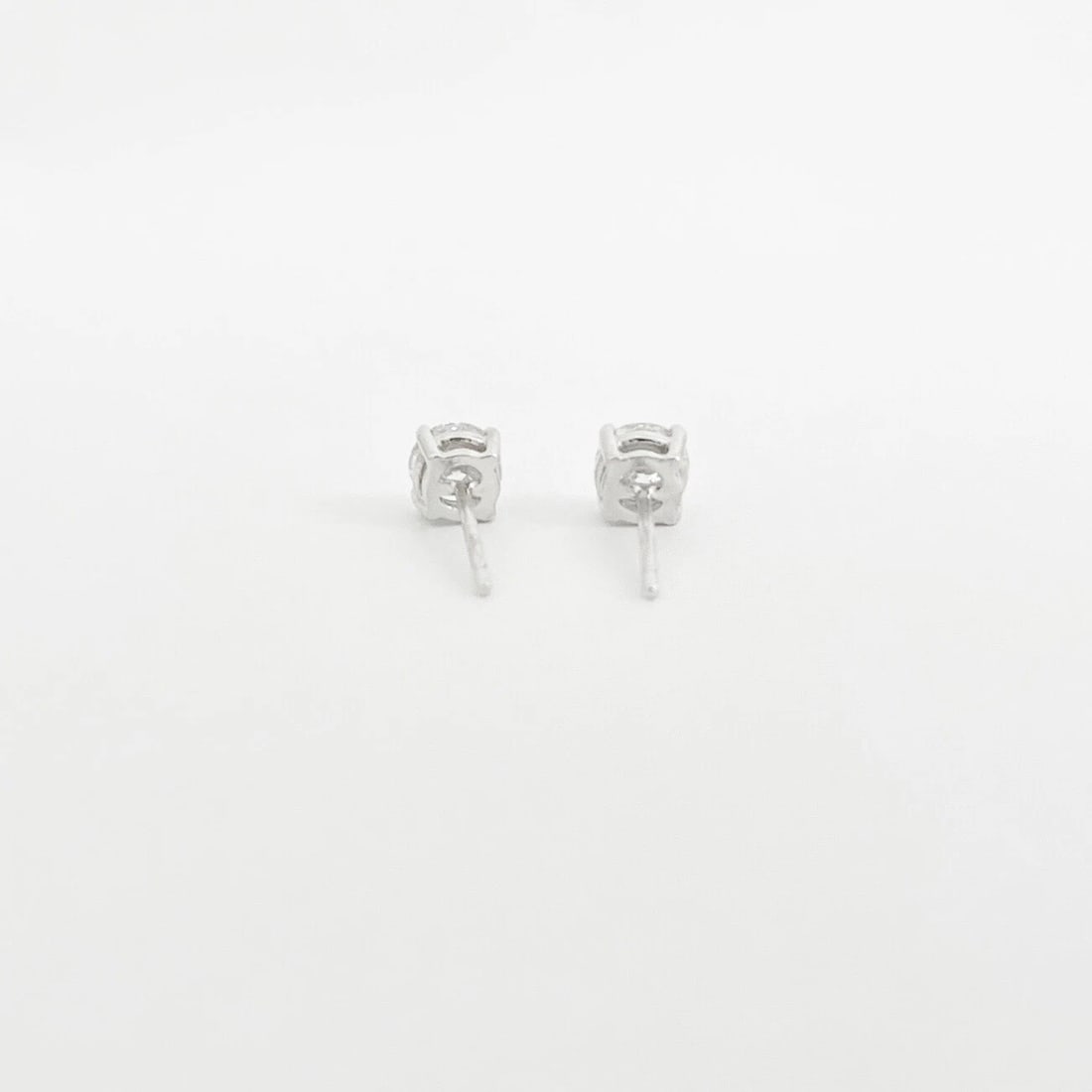 GIA Round Diamond Stud Earrings 14K White Gold 4-Prong Baskets, .80 CTW - 6