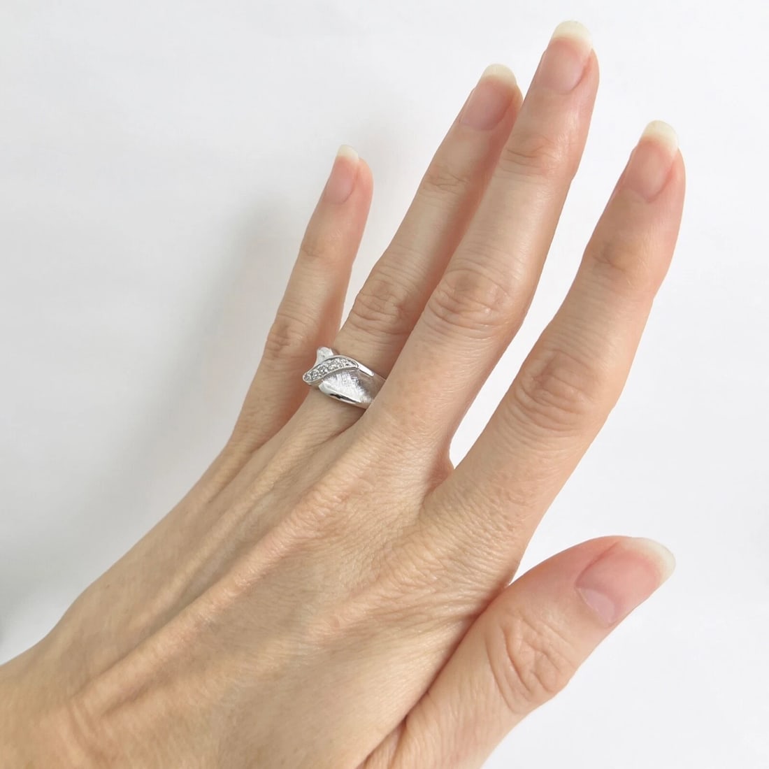 Wide Diagonal Diamond Satin Statement Ring 14K White Gold .10 CTW - 5