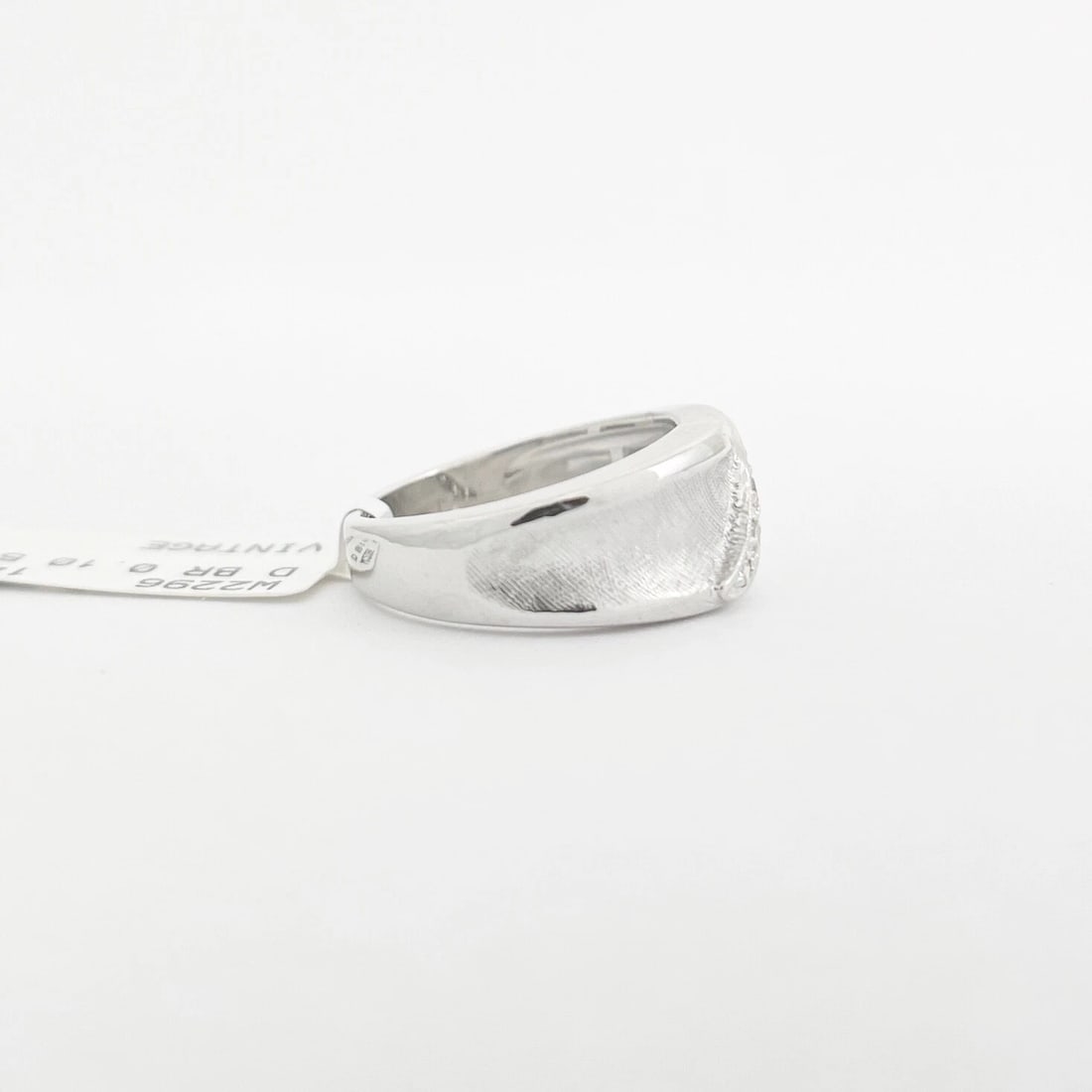 Wide Diagonal Diamond Satin Statement Ring 14K White Gold .10 CTW - 7