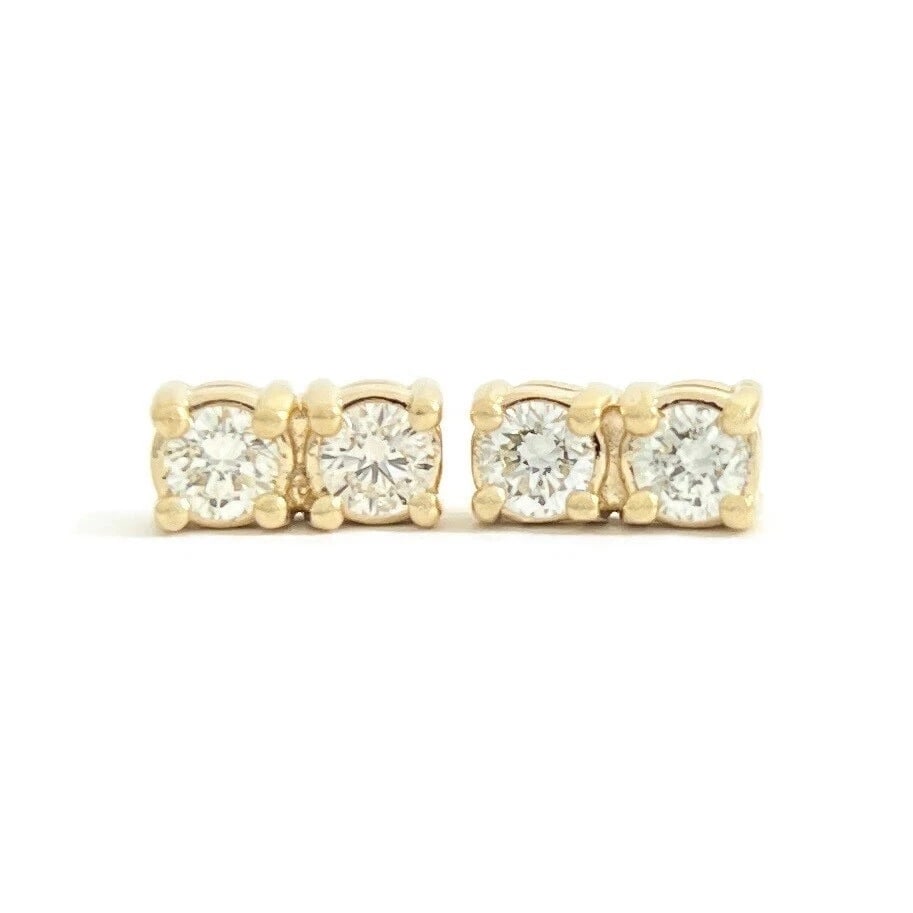 2-Stone Diamond Bar Stud Earrings 14K Yellow Gold .47 CTW (1 of 7)